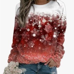 Festive Red and White Snowflake Sweater